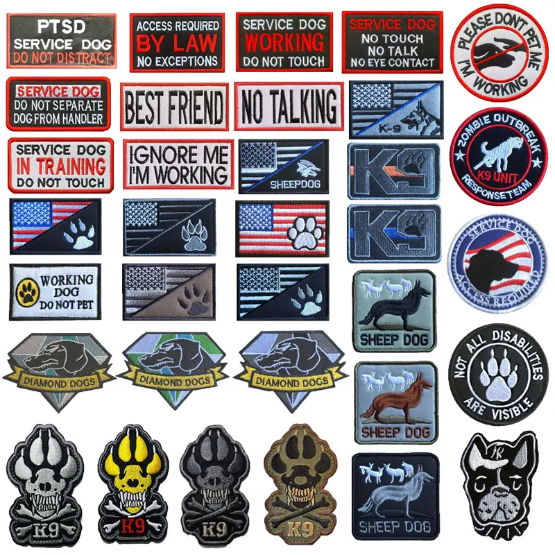 

Thin Blue Line K9 Infrared IR Reflective Service Dog Rescue Embroidery Patch Military Tactical Patches Emblem Embroidered Badges