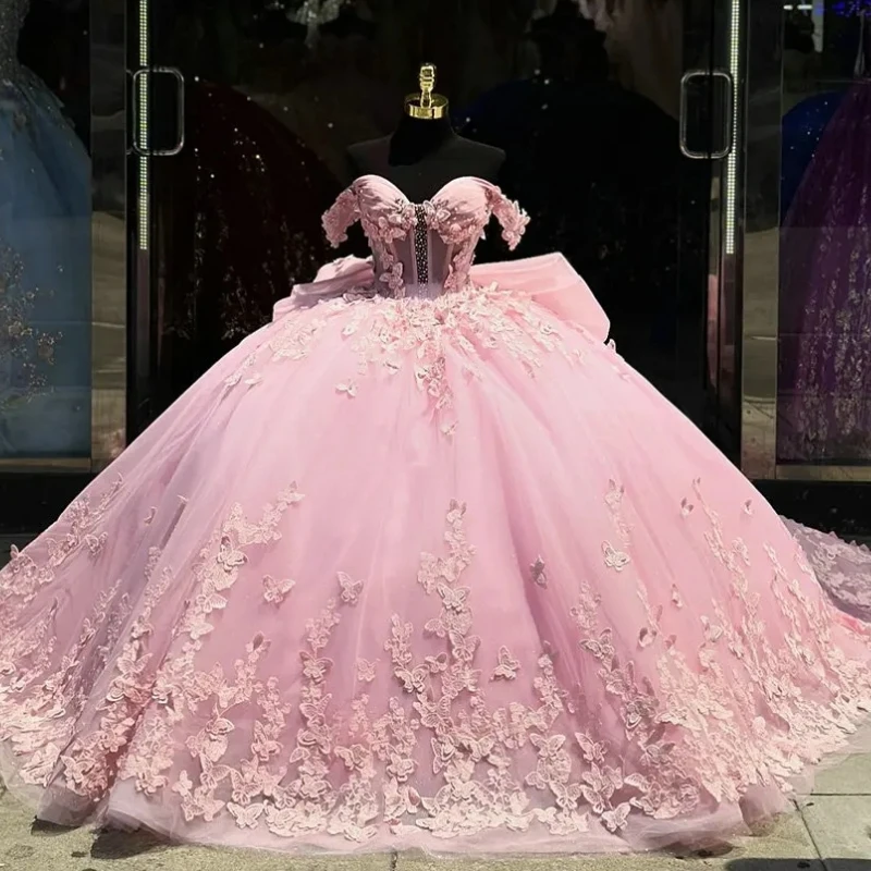 Элегантные розовые мексиканские платья принцессы для девушек бальное платье с