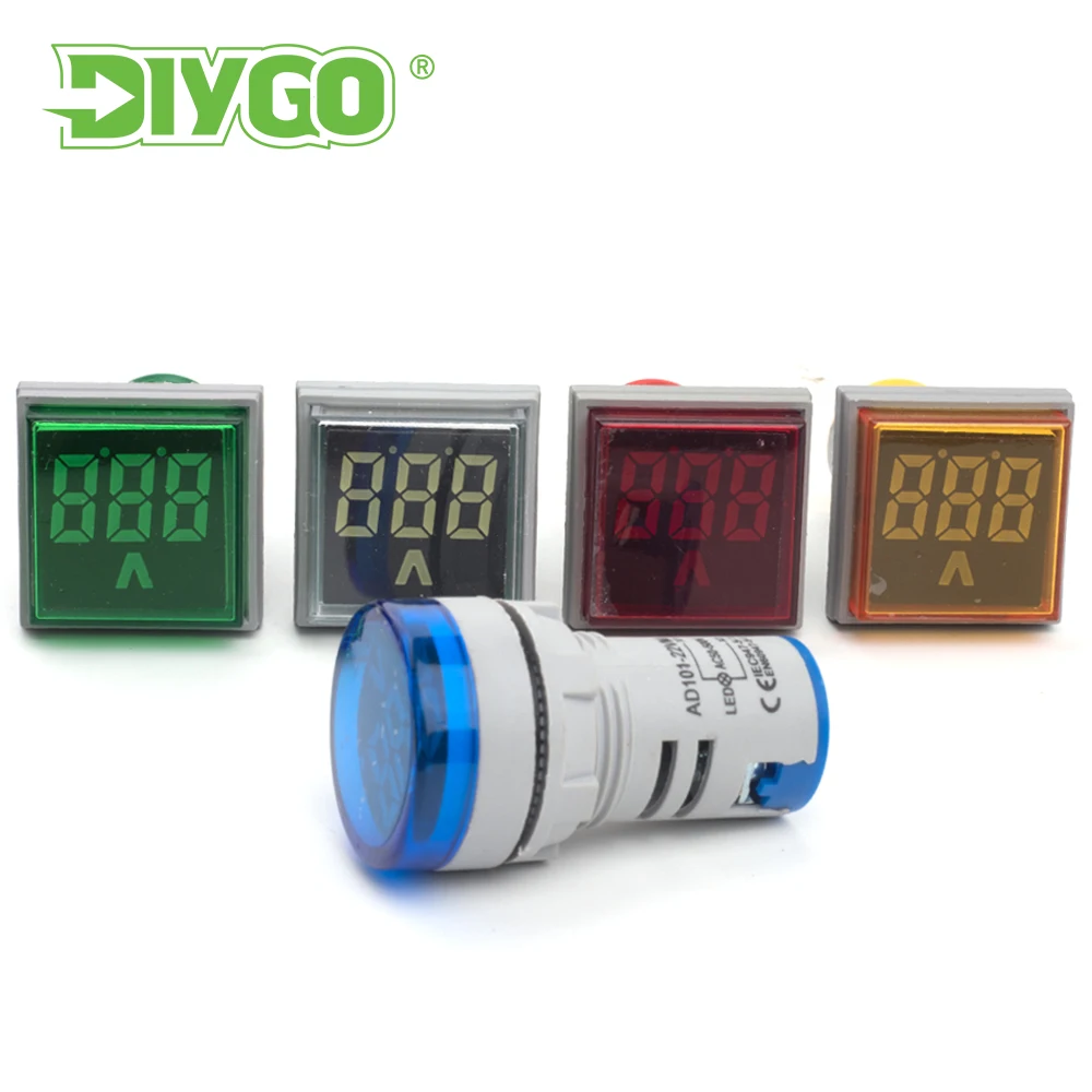 Цифровой вольтметр квадратный и круглый измеритель напряжения 22 мм переменный