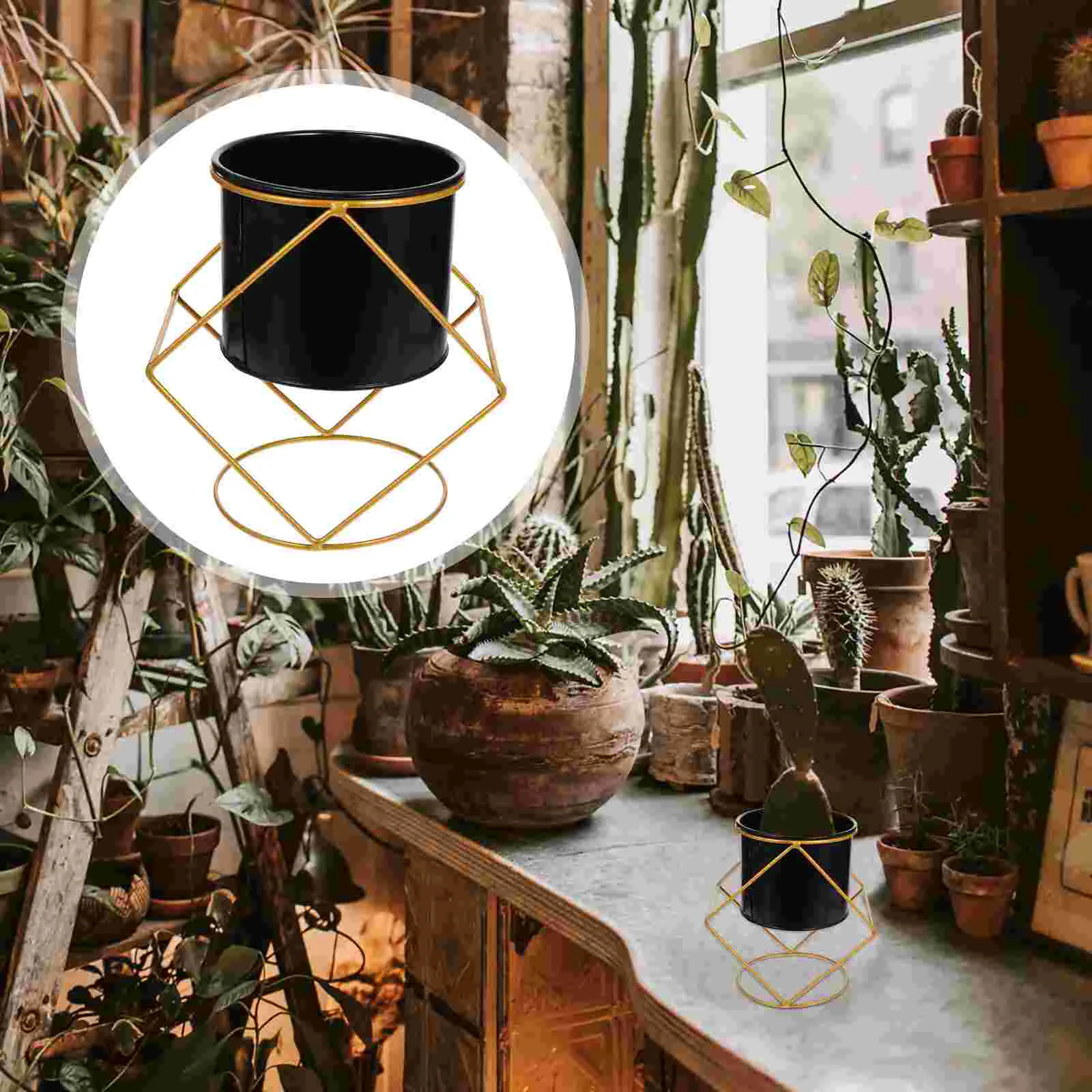 

Pot Planter Flower Pots Ceramic Indoor Flowerpot Modern Bonsai Porcelain Rack Simple Mini Geometry Stand Holder Succulent Iron