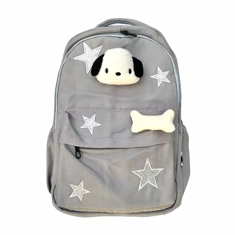 

Dog Star Pattern Women's Cute Backpack Designer Korean Style Bagpack Book Fashionable Silver Rucksack Bone Waterproof 2023 Trend