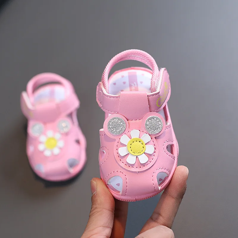 

Summer Kids Sandas Cute Bow Flower Baby Girl Shoes Flat Heels Toddler Sandals First Walkers