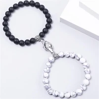 2pcs beads barcelets magnet couple bracelets for men women love heart pendant fashion paired jewelry gift 2022 wholesale new