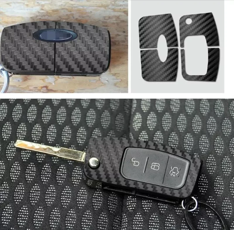 2 шт./лот углеродное волокно или скраб Автомобильный ключ наклейка чехол для Ford