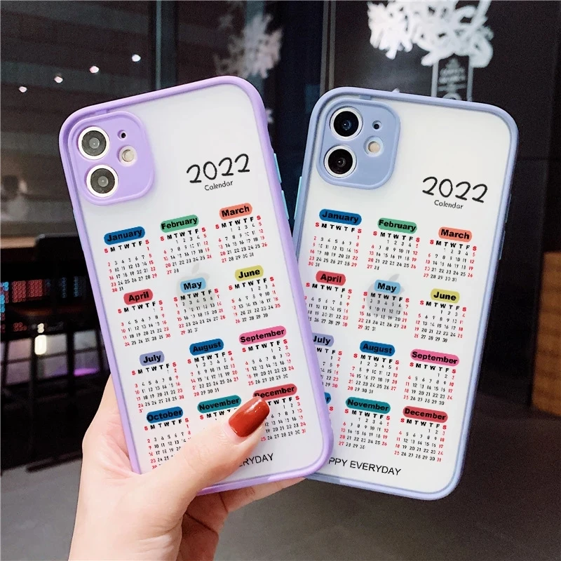 

USLION 2022 Calendar Phone Case For iPhone 13 12 11 Pro Max mini Color TPU Hard Shockproof Back Cover For iPhone 7 8Plus X XR XS