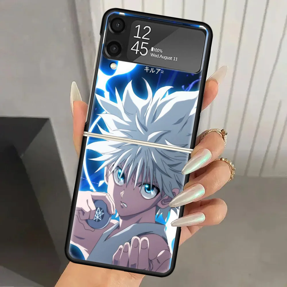 Hunter HXH Killua Жесткий чехол для телефона из ПК Samsung Galaxy Z Flip 6 5 4 3 черный ZFlip6 Flip5 Flip4 5G