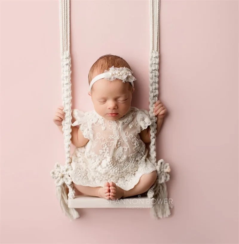 Dvotinst Newborn Baby Photography Props Wooden Posing Hanging Swing Fotografia Accessories Vintage Studio Shooting Photo Props