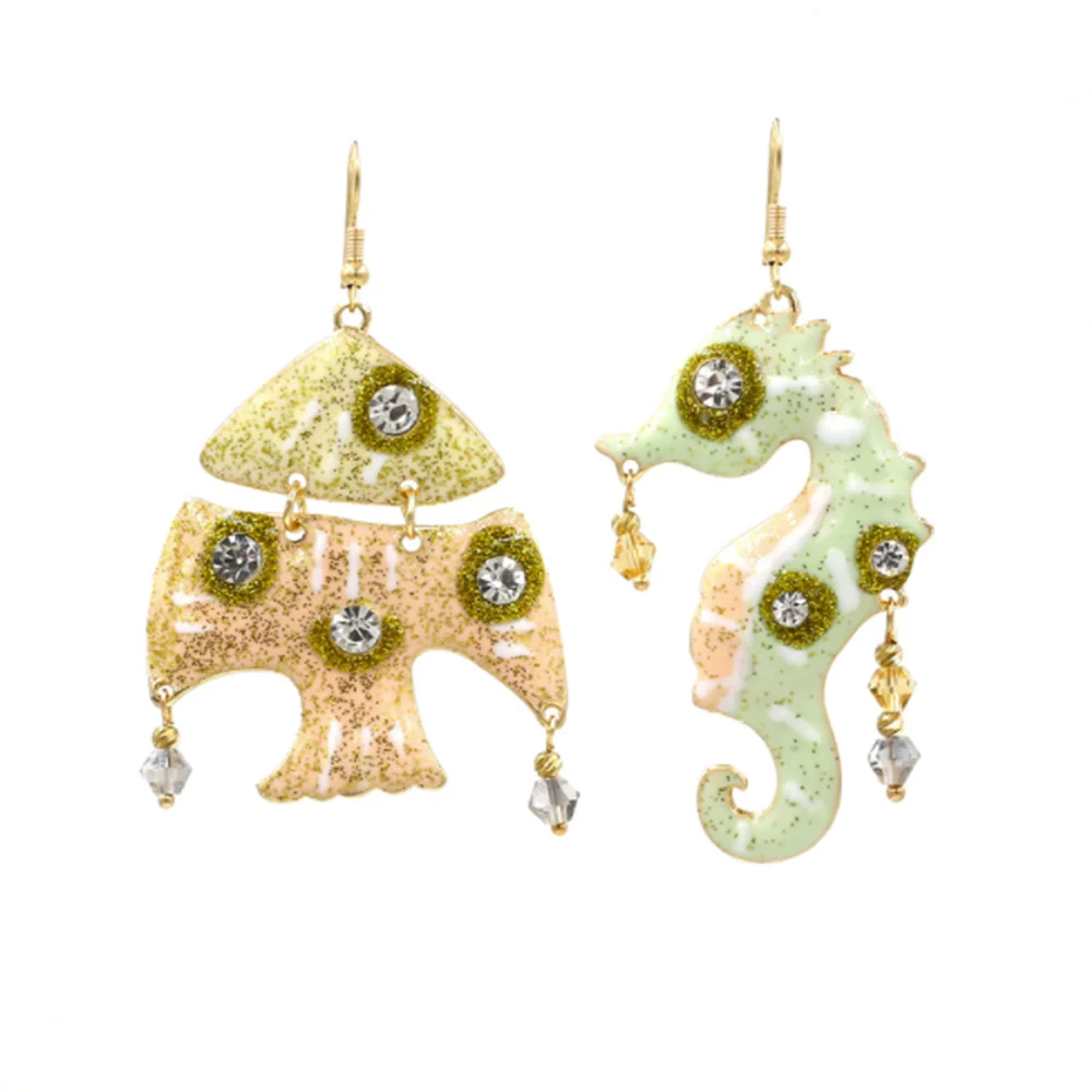 

Dripping Oil Dangle Earrings For Women Asymmetrical Creative Colorful Zirconia Pearl Butterfly Earrings Party Women's Jewelry
