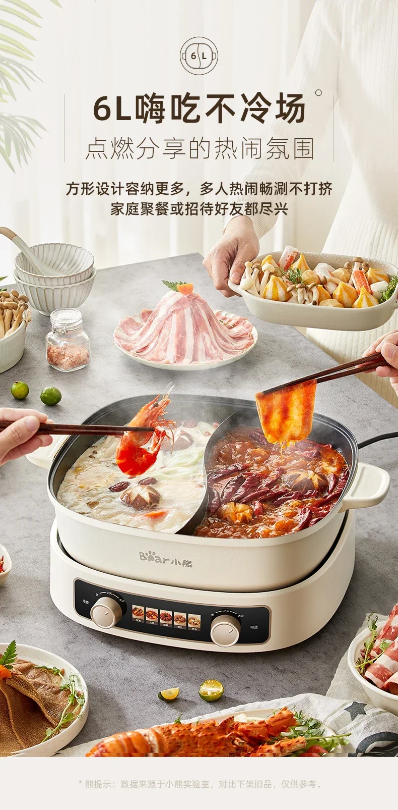 Электрическая сковорода 220 В 6 л с отдельной кастрюлей и многофункциональной