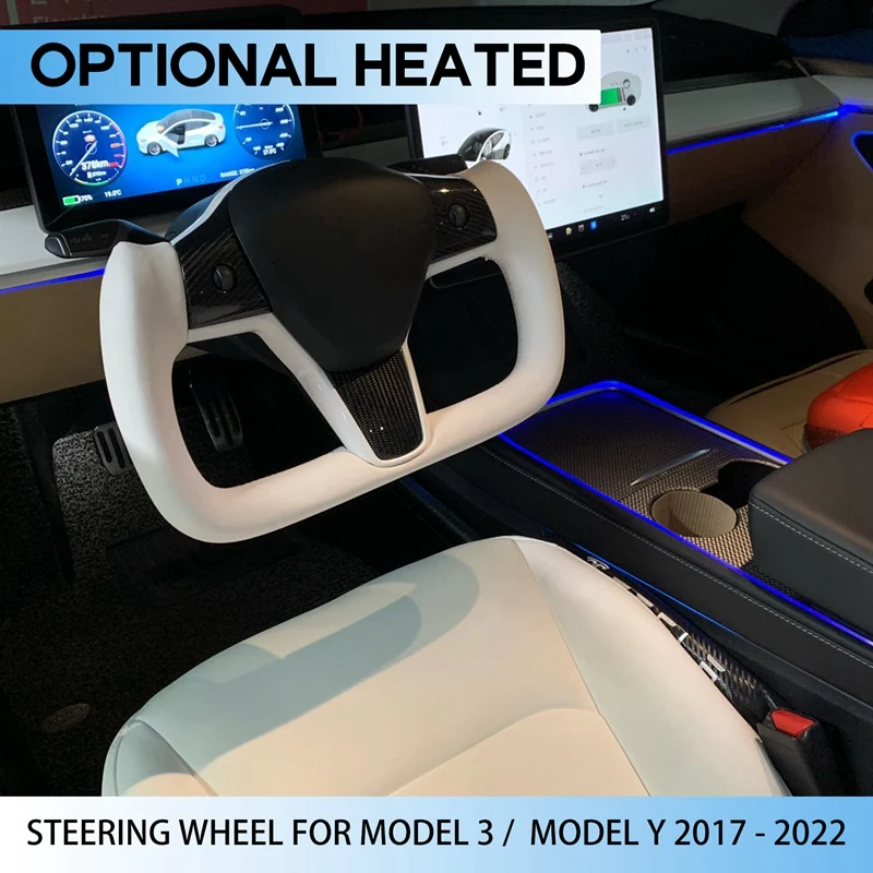 

Yoke Racing Custom Styling Steering Wheel For Tesla Model 3 Model Y 2017-2022 White