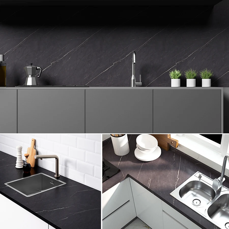 

Kitchen Renovation Paste Desktop Countertop Bar Waterproof Oilproof Wallpaper Self-Adhesive Thickened Matte Marble Wall Stickers