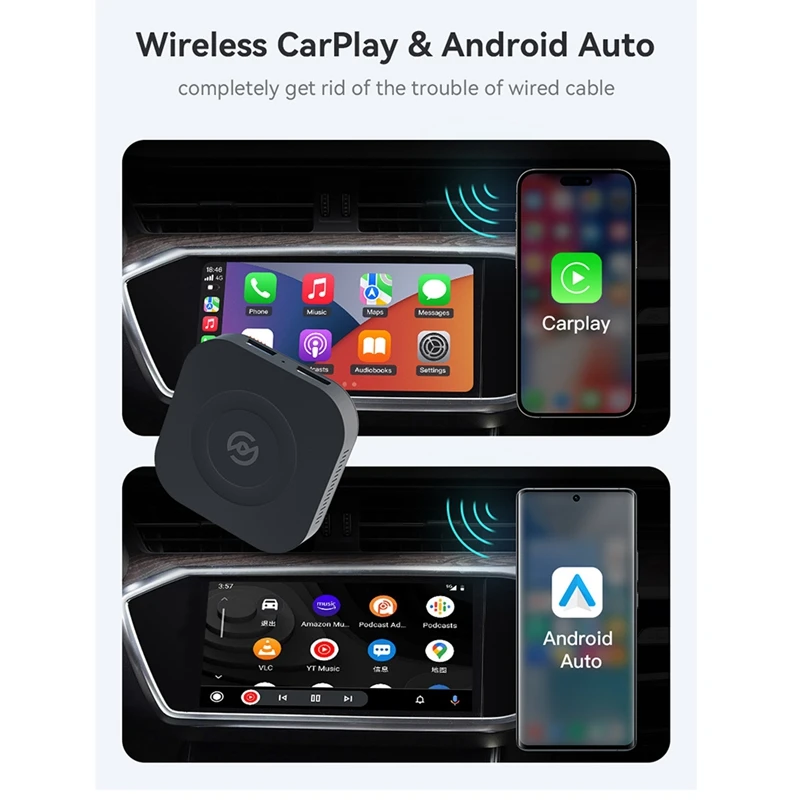 

1Set Carplay Ai Box Mini Android 11.0 Wireless Adapter Multimedia Player Black For Car Built-In Carplay