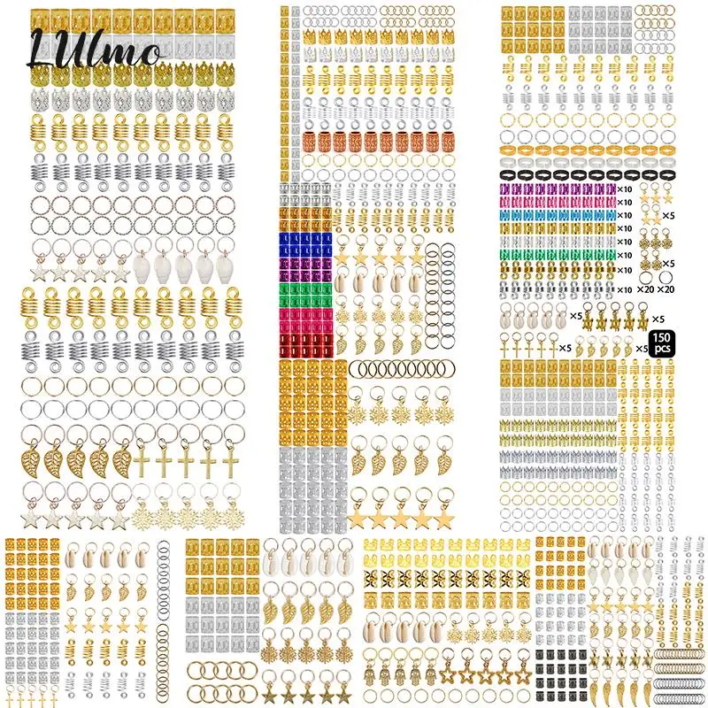 

60-170 шт. металлические африканские Кольца для волос, бусины, манжеты, тюбики, подвески, косички для волос, спиральные косички для наращивания волос, аксессуары, кольцо для волос