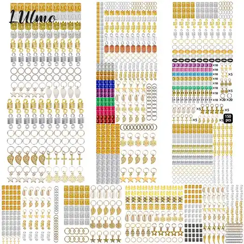 60-170 pcs.Metal African hair rings, beads, cuffs, tubes, suspensions, braids for hair, spiral pigtails for increasing ...