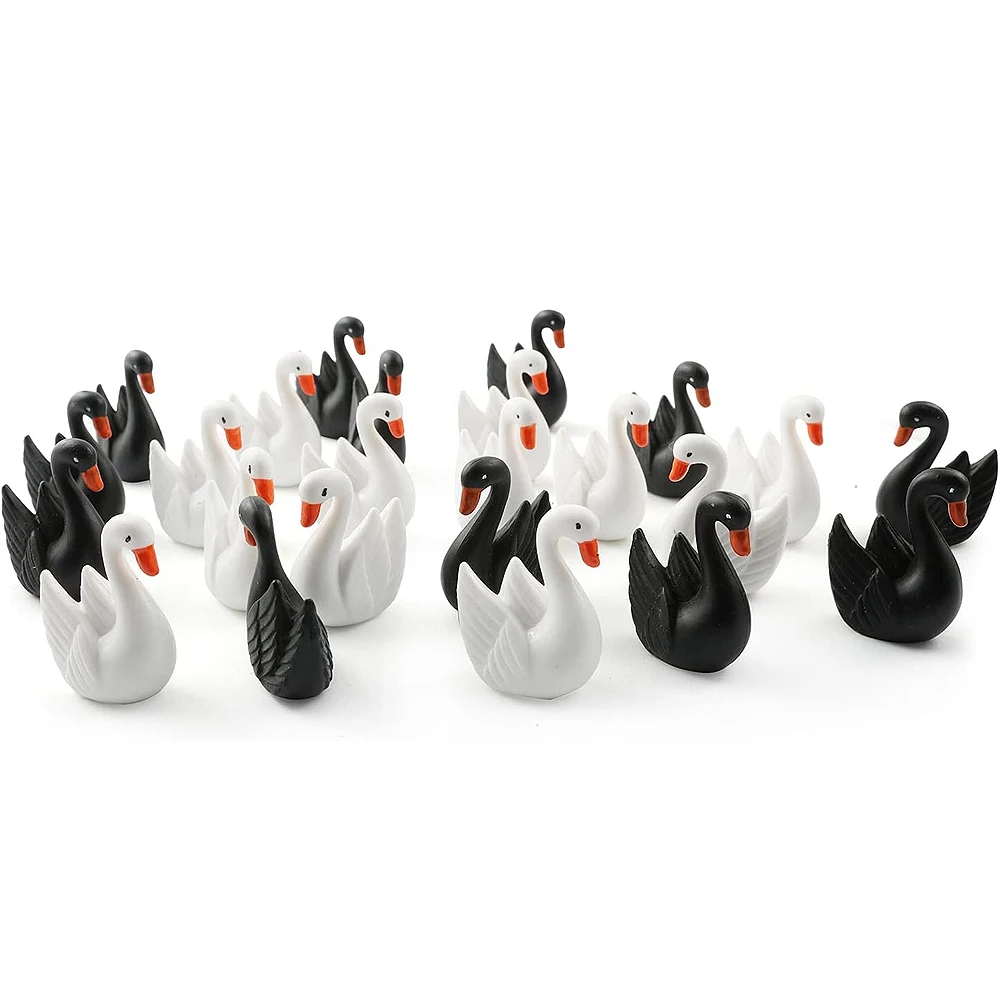 

4/8pcs White and Black Swans Miniatures - Resin Figurines for DIY Crafts Home Plants Bonsai Fairy Garden Decoration
