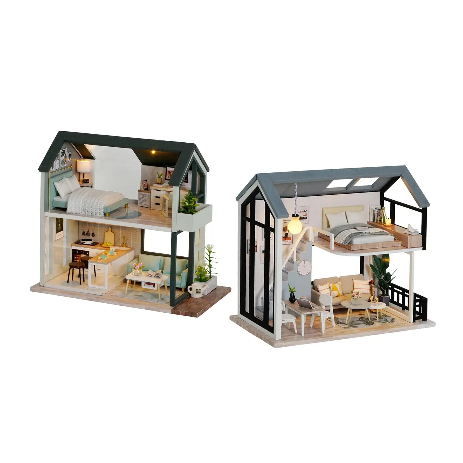 

2x 1/24 Scale DIY Doll House Wooden Miniature Dollhouse Furniture Kit