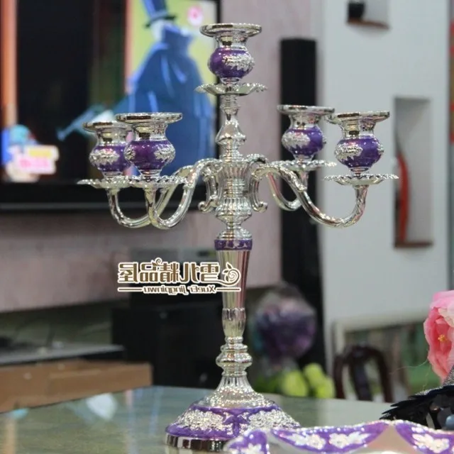 

European Romantic style luxury zinc alloy five Candlestick table ornaments Home Furnishing wedding decorations housewarming gift