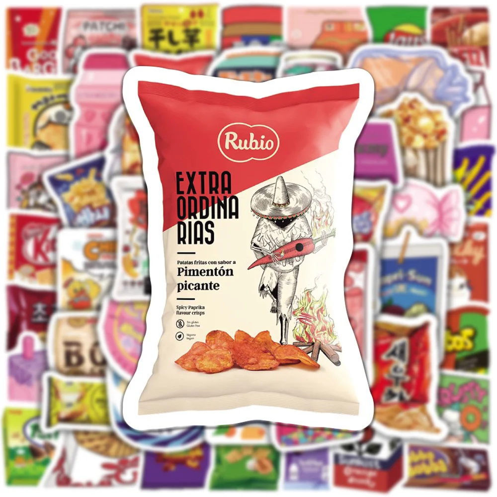 

10/30/50/100PCS Popular Snack Packaging Potato Chips Food Stickers DIY Diary Phone Laptop Luggage Skateboard Graffiti Decals Fun
