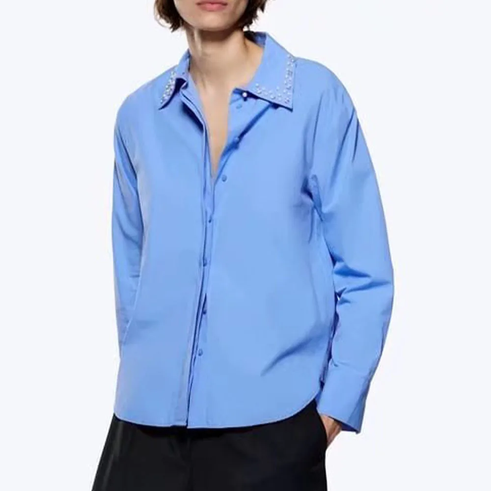 

spring new commuter women's Pearl poplin shirt