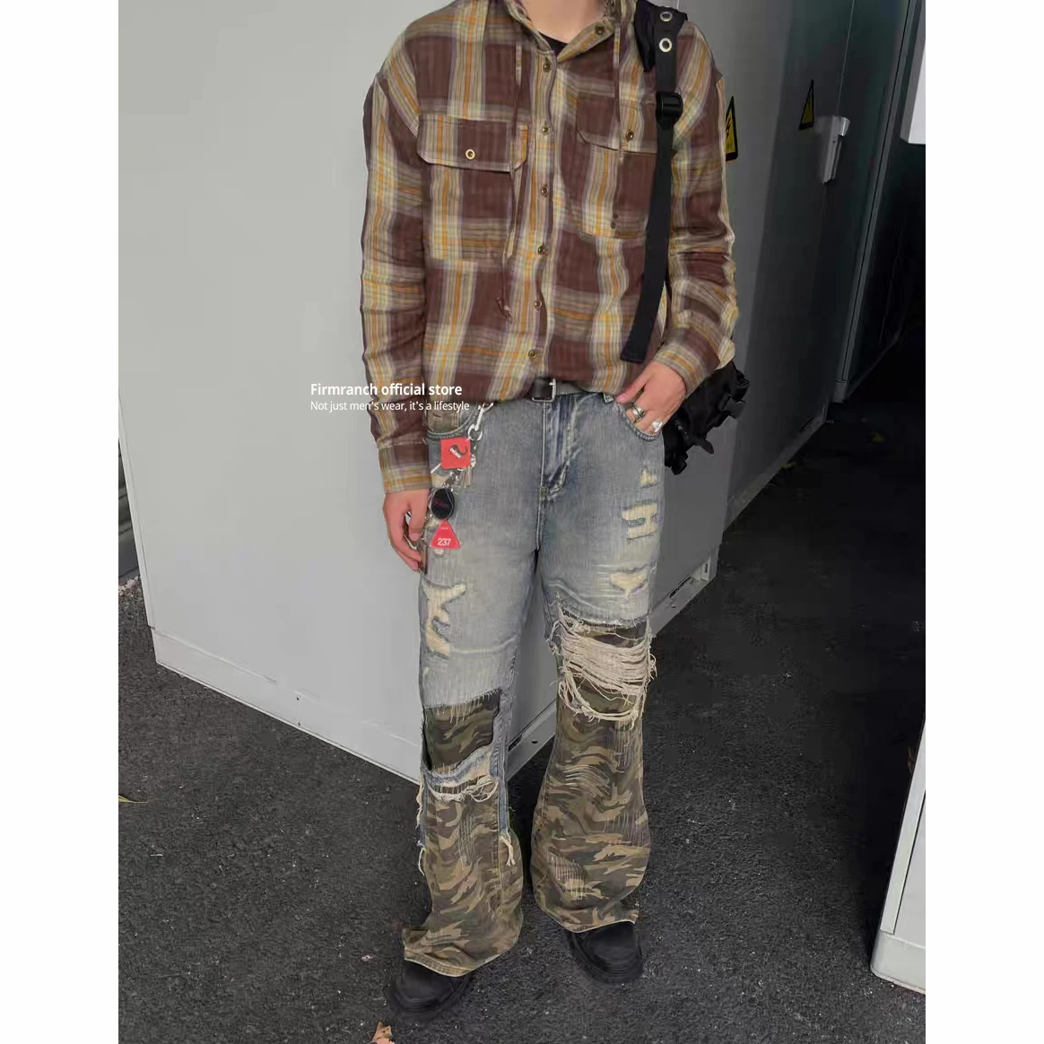 Firmranch американские винтажные камуфляжные рваные джинсы с грязной иглой и