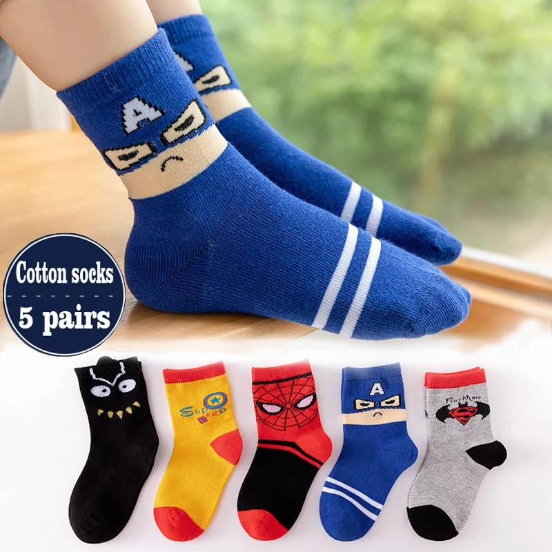 

5 Pair Cartoon Dinosaur Spiderman Comfort Warm High Quality Kids Baby Socks Child Boy Newborn Socks