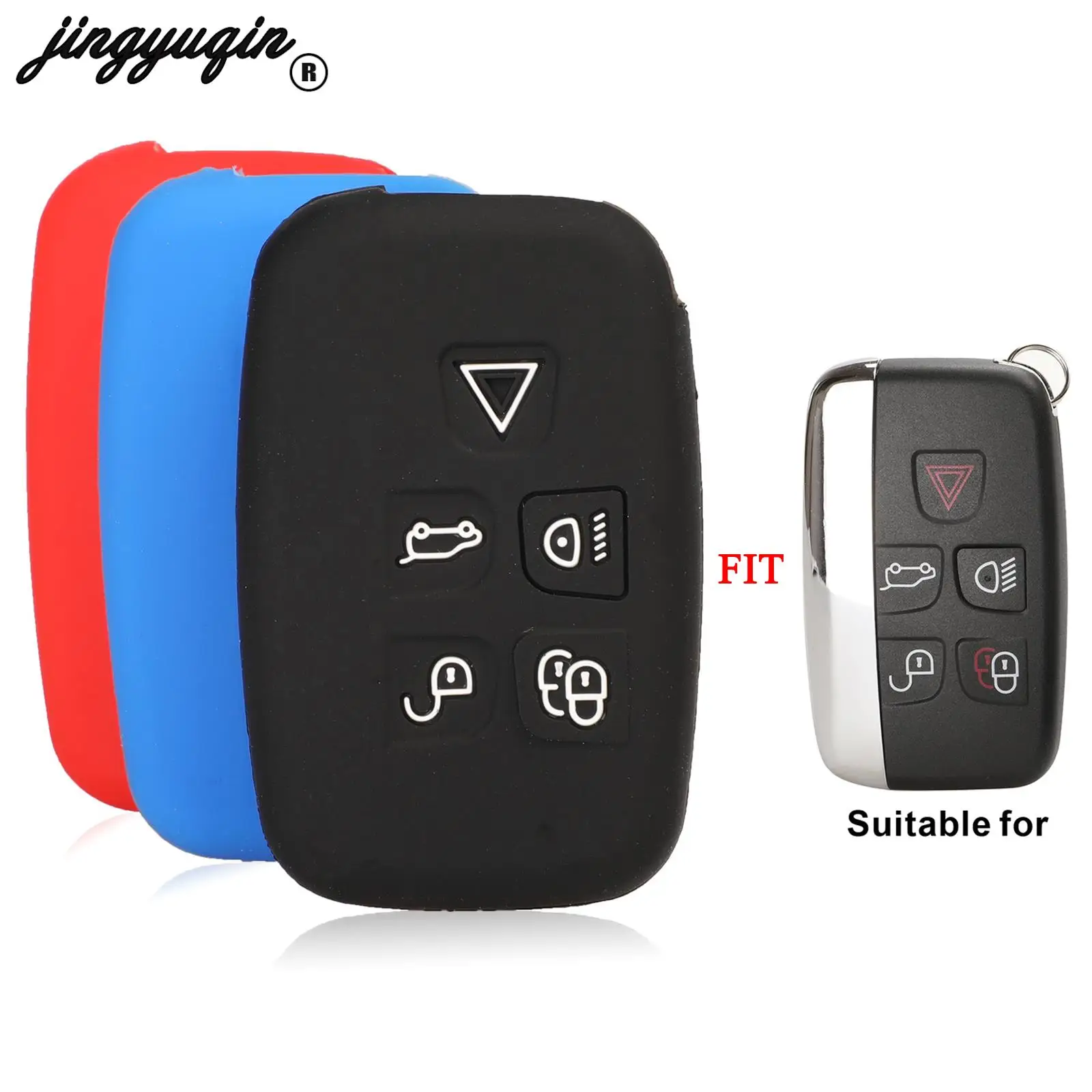 

jingyuqin Smart Silicone Remote Car Key Case Cover For Land Rover Range Rover Sport Vogue Evoque Discovery 4 Fob 5 Buttons