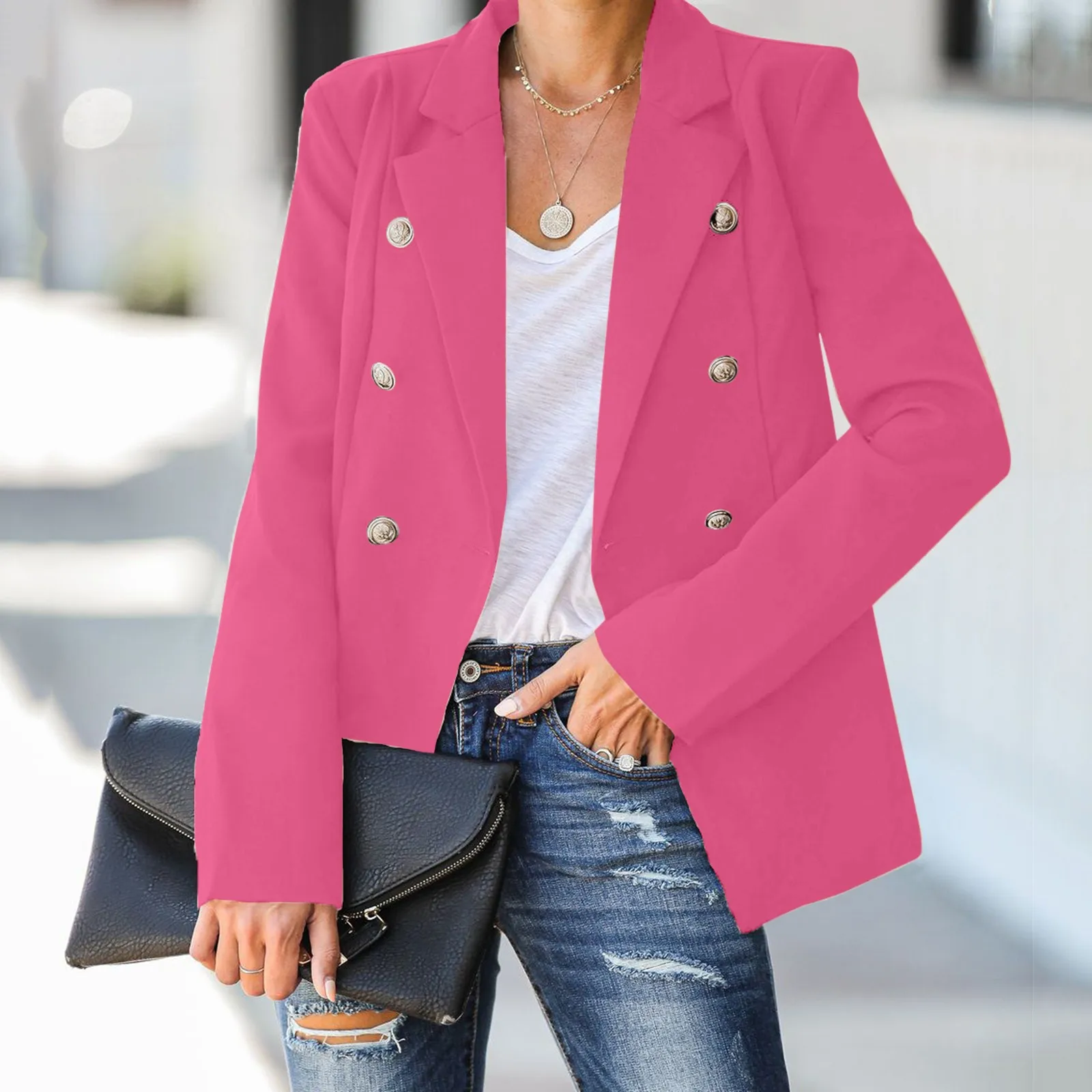 

Женская Повседневная тонкая приталенная куртка, офисные деловые пальто с длинным рукавом, куртка