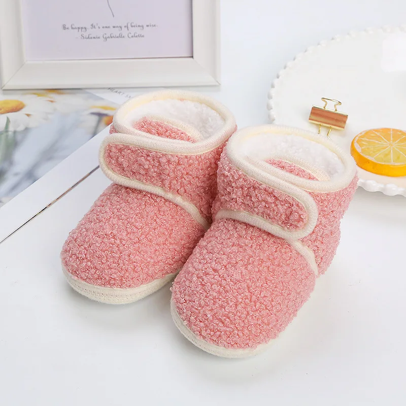 

High top non-slip plus velvet baby shoes soft sole toddler shoes autumn winter warm lovely boots toddler girl shoes for kids