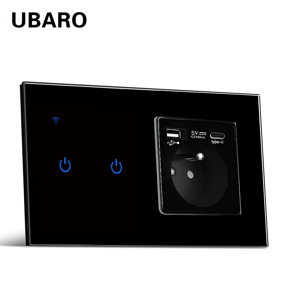 

Умная розетка с Wi-Fi, 146*86 мм, со стеклянной панелью