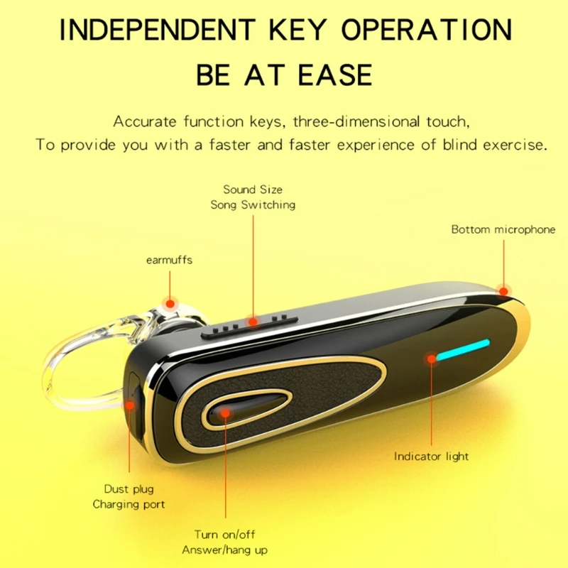 

Беспроводные наушники K1KF, Bluetooth-совместимые наушники 5,0 с одним ушным крючком, безболезненная переносная гарнитура со встроенным микрофоно...