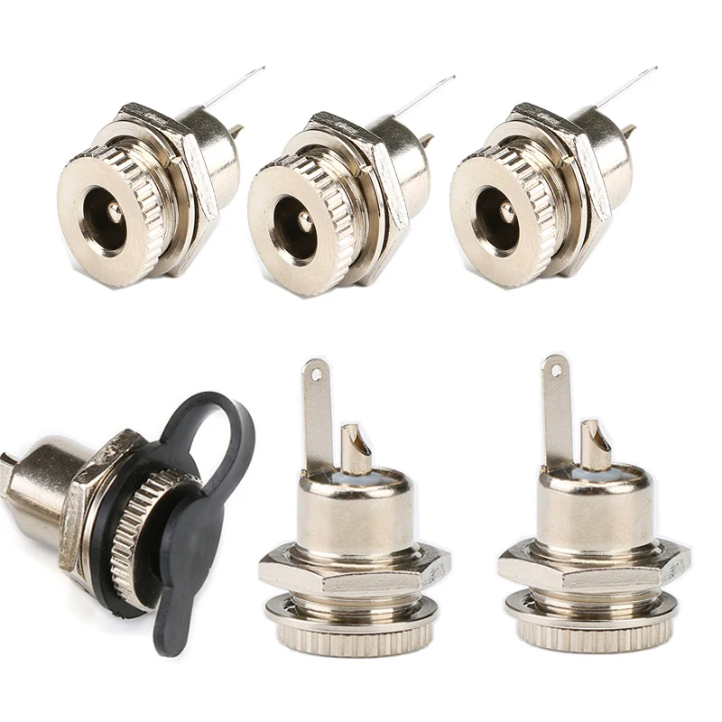 

DC-099 5.5 x 2.1mm DC Power Female Socket Jack Panel Mount Connector 5.5*2.1mm Metal DC Jack Adapter and Waterproof Cap