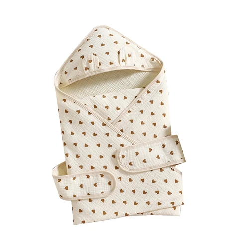Детское пеленальное одеяло с капюшоном и милым принтом, детский спальный мешок, мягкое пеленальное одеяло, детское банное