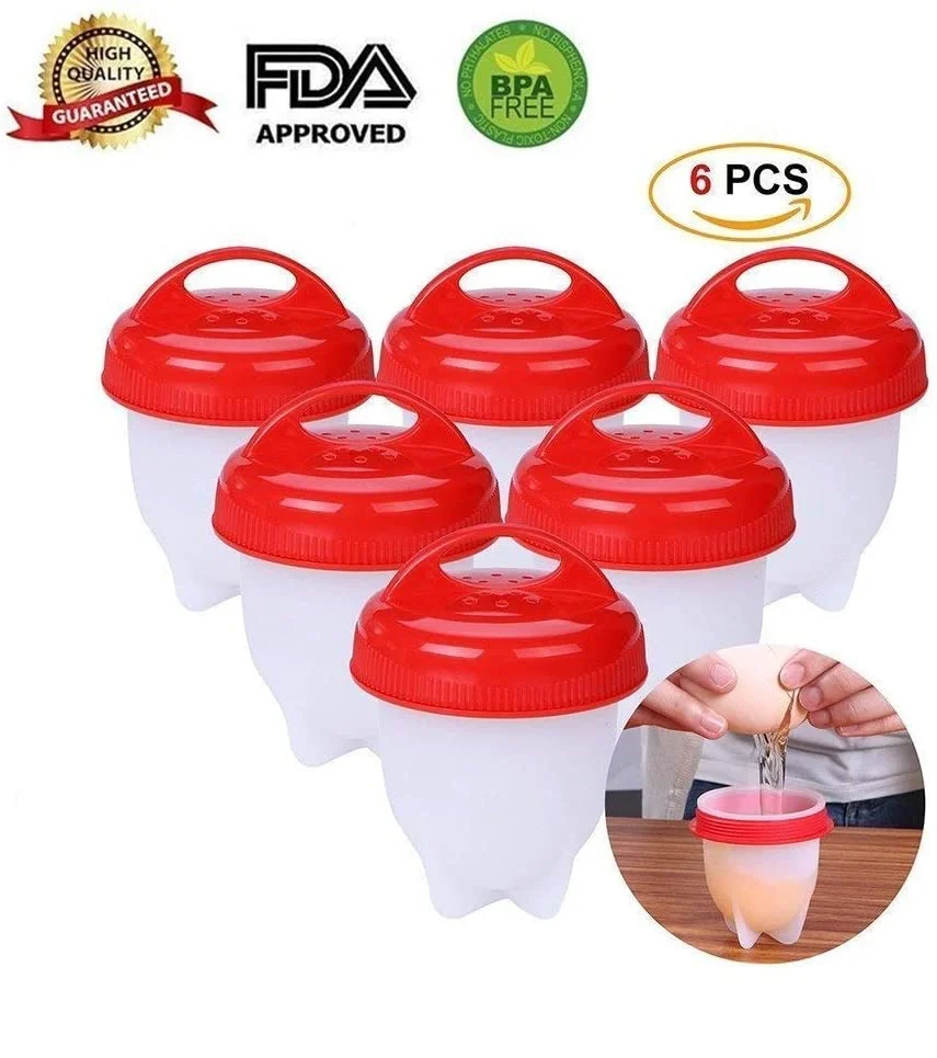 

6PCS/Set Egg Poachers Cooker Silicone Non-stick Egg Boiler Cookers 6 Piece Pack Boiled Eggs Mold Cups Steamer Kitchen Gadgets