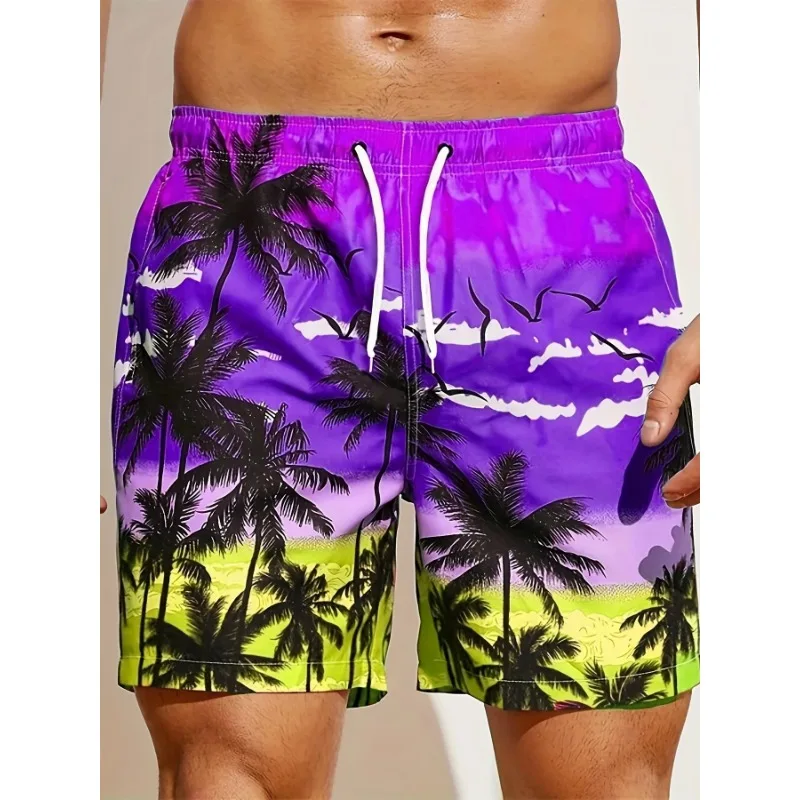 Мужские свободные пляжные шорты на шнурке быстросохнущие из кокосовой пальмы
