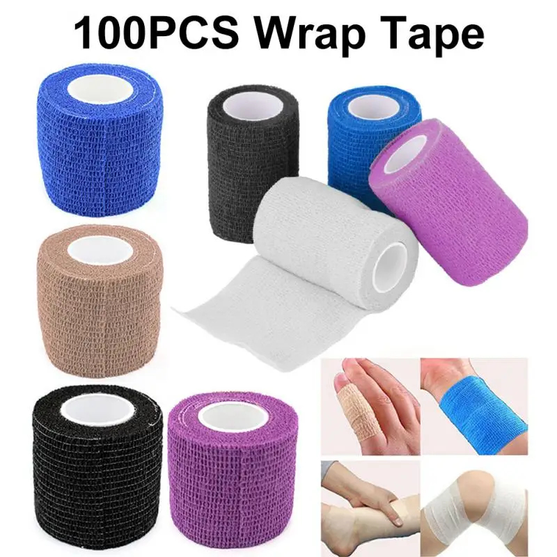

100PCS турникет медицинск Bandage Self-adhesive Breathable Elastic Wrap Tape Sports Protector Knee Finger Ankle Athletic Bandage