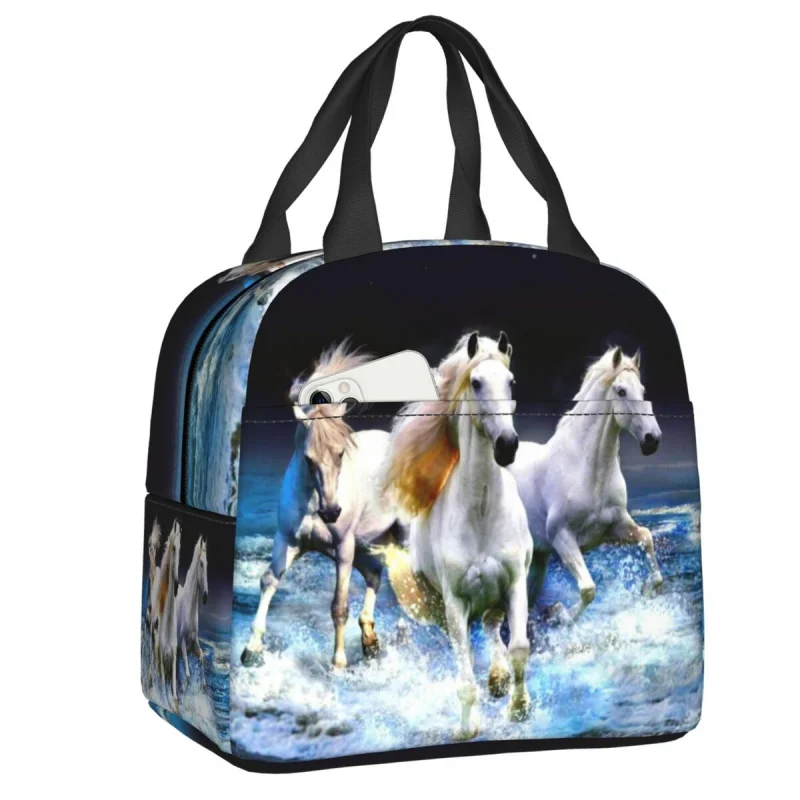 

Classic Horse Running Paintingsulated Lunch Bag for Women Resuable Animal Hot Cold Lunchte Office Picnic Food Bento Box