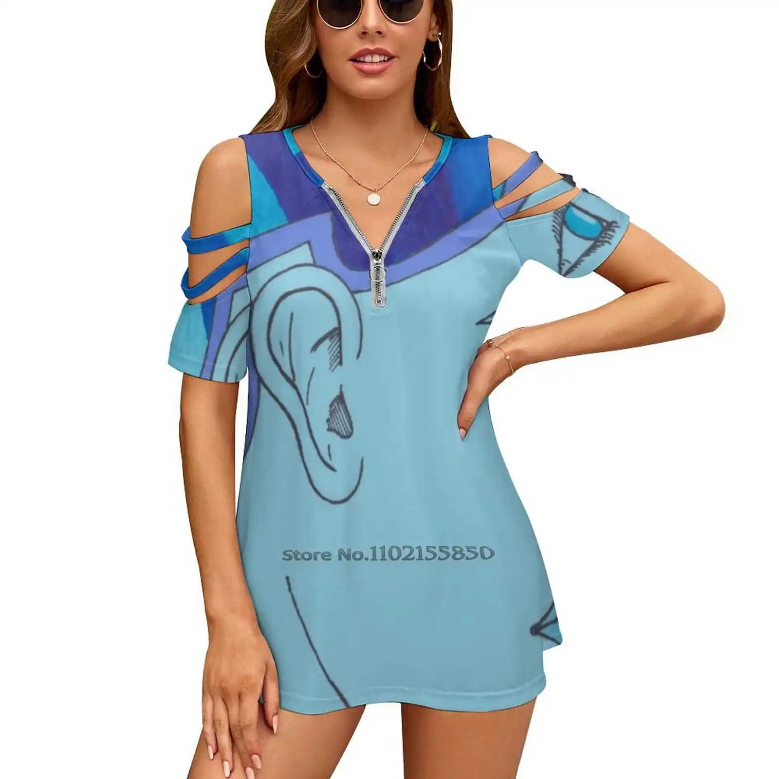 

Brain Map Women V Neck T-Shirt Casual Sexy T Shirts Hollow Out Zipper Pullover Top Brain Map Gabrielespi27 Gabriel Espinosa