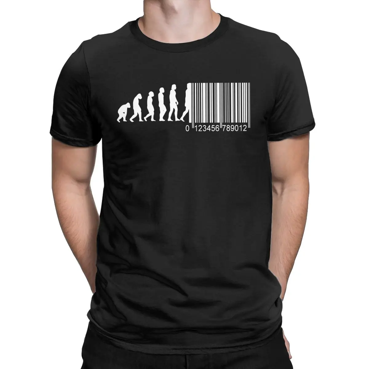 

Men Evolution Of Man Barcode T Shirts Cotton Tops Casual Short Sleeve Crew Neck Big Tall Tee Shirt Large 4XL 5XL 6XL T-Shirts