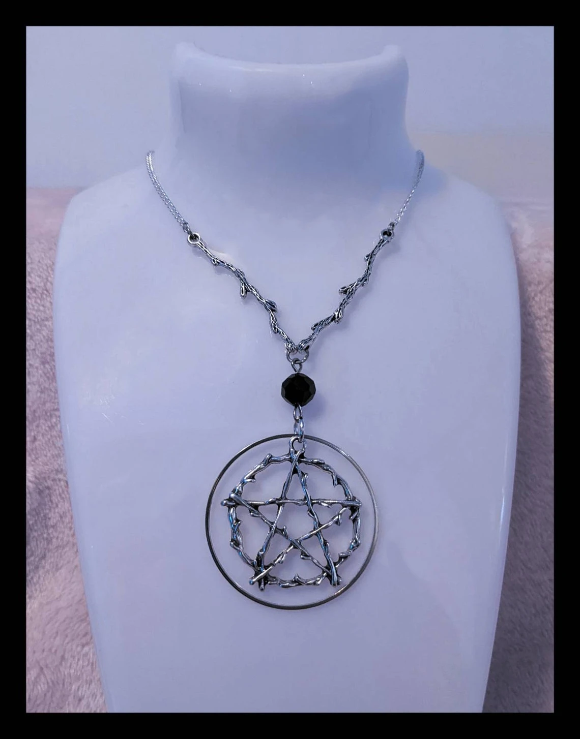 

New Gothic Woodland Witch Branch Pentagram Silver Color Necklace Goth Jewellery