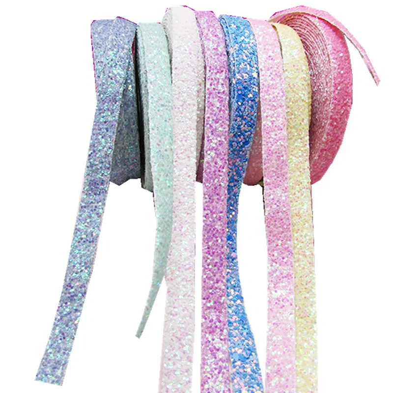 

5yards/lot 1cm glitter Edge-wrapping strips for diy hair clip cover, folding trim accessories