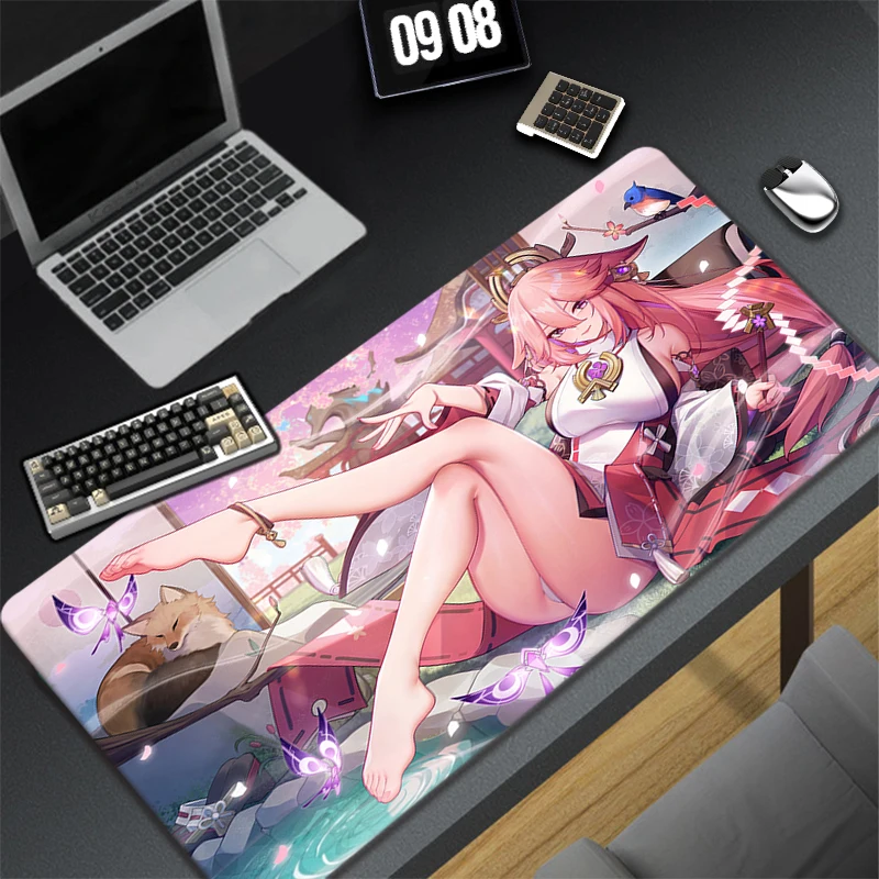 Large Mouse Pad Genshin Impact Xiao Gaming Accessories Keyboard Desk Mat Computer Non-slip Pc Gamer Cabinet Yae Miko Mousepad