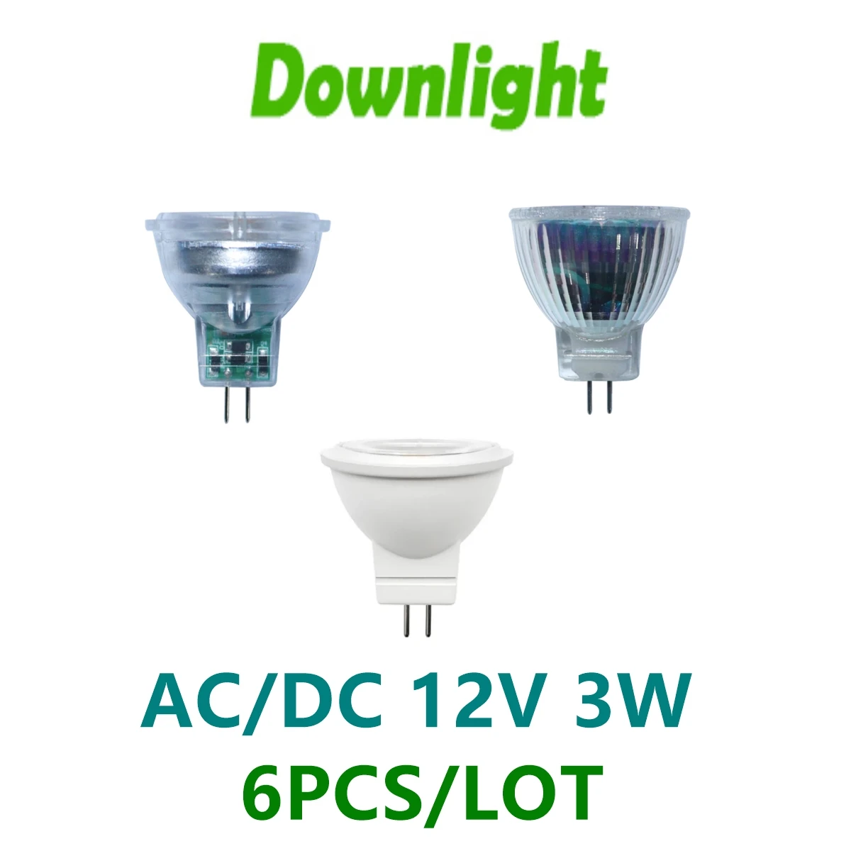 6pcs  Led mini Spotlight Mr11 GU4 AC/DC 12V 3W 3000K-6000K Warm White For Ceiling Lights Replace Halogen Lamp 20w Energy Saving