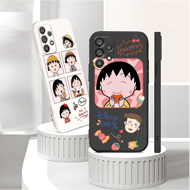 

Anime Cherry Maruko Cartoon Liquid Rope Cover Phone Case For Samsung Galaxy A73 A53 A33 A52 A32 A23 A22 A71 A51 A21S A03 A50 5G