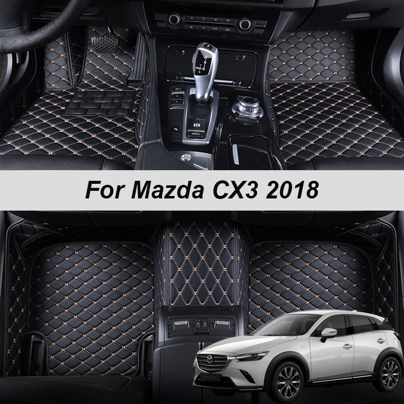 100% Кожаный Автомобильный напольный коврик на заказ для Mazda CX3 2018 коврики