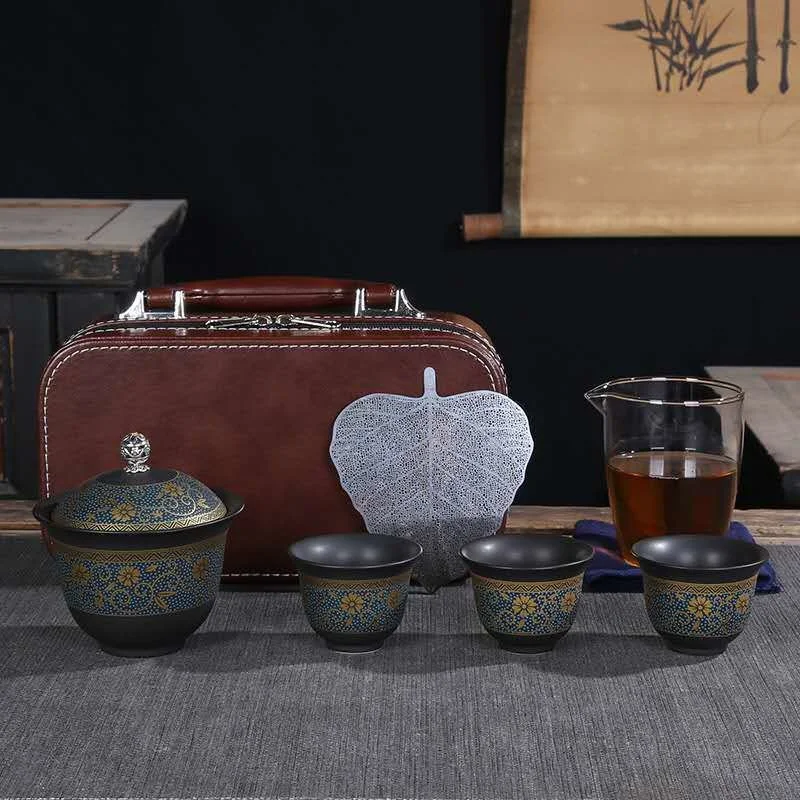 

Upscale Tea Sets Chinese Kung Fu Teaset Ceramic Portable Teacup Porcelain Service Gaiwan Tea Cups Mug of Tea Ceremony Teapot