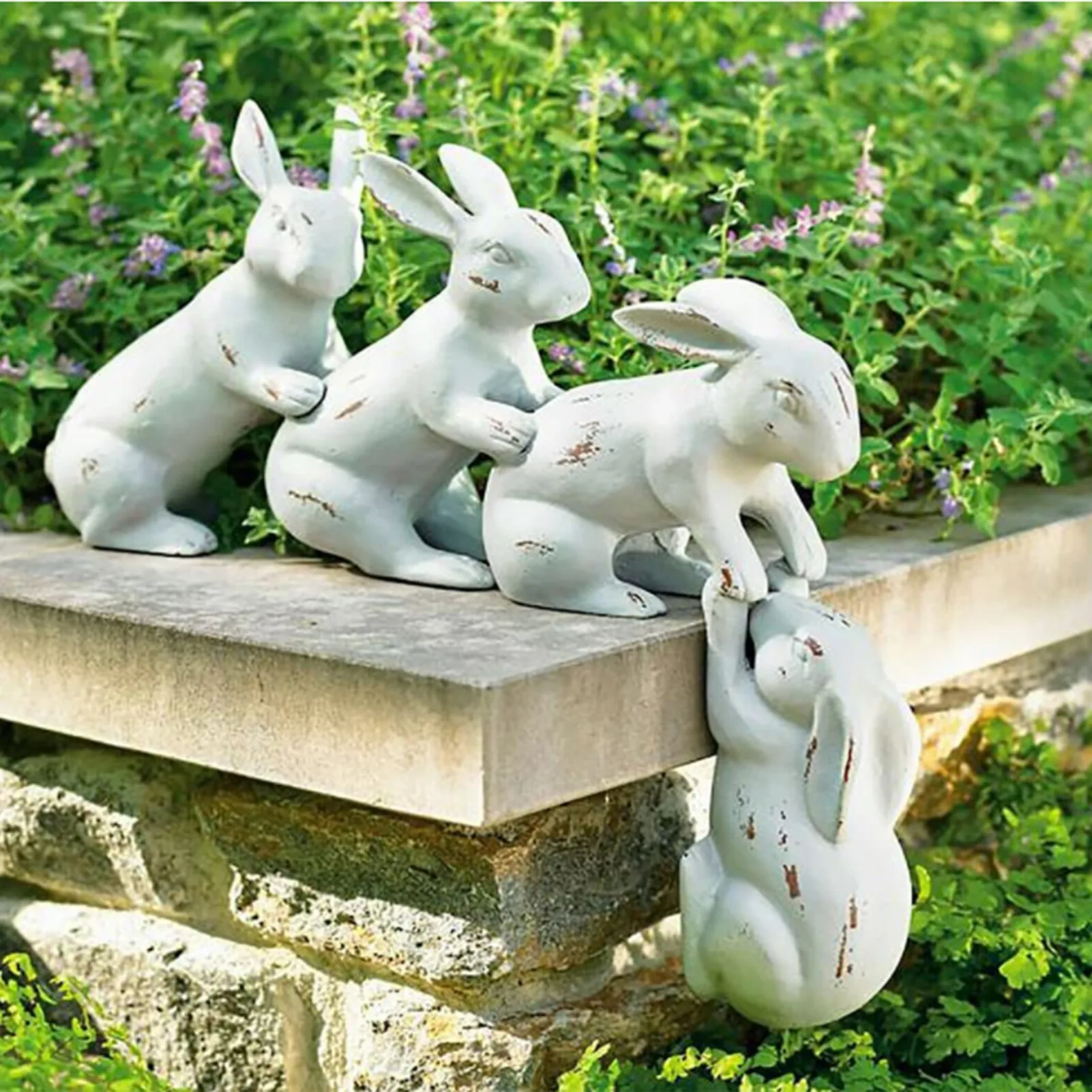 

Rabbit Statue Sculpture Easter Resin Bunny Ornaments For Desk Garden Decoration Home Garden Yard Festival Decor