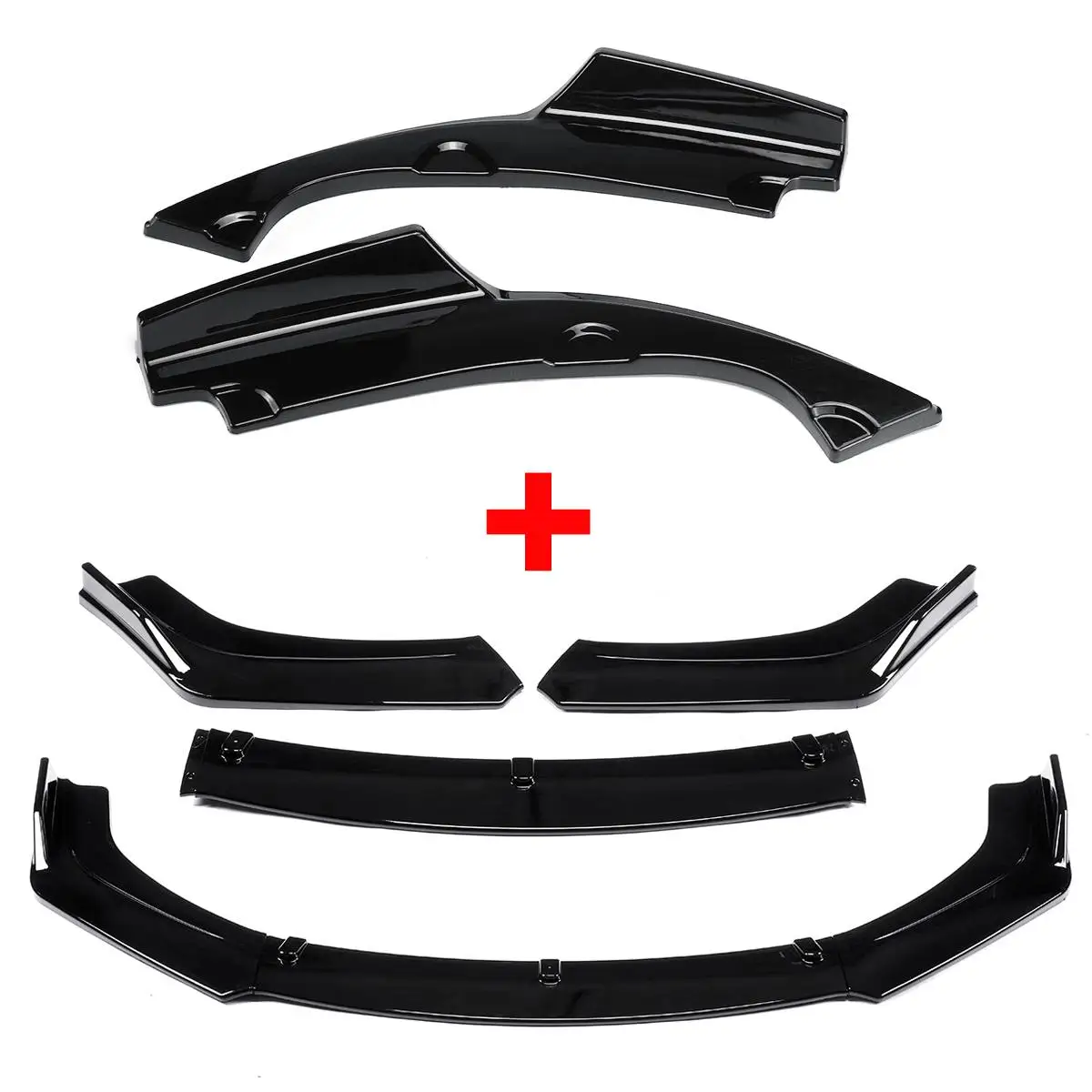 

Bright Black Car Front Bumper Splitter Lip+Rear Bumper Splitters Diffuser Spoiler For Honda For Civic Sedan 4Dr 2016 2017 2018