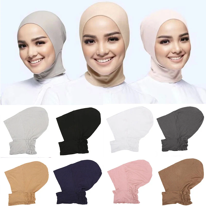 

2022 New Modal Women Under Scarf Turban Hat Solid Color Adjustable Hijab Cap Islamic Muslim Soft Stretch Hijab Fashion Bonnet