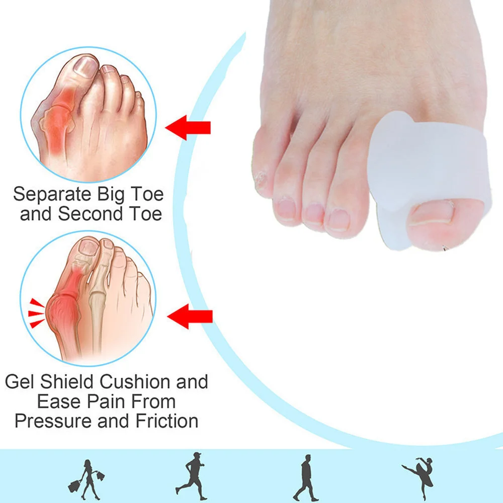 

2pcs White Soft Silicone Gel Toe Separator Hallux Valgus Bunion Spacers Overlapping Toes Thumb Corrector Foot Care Tool