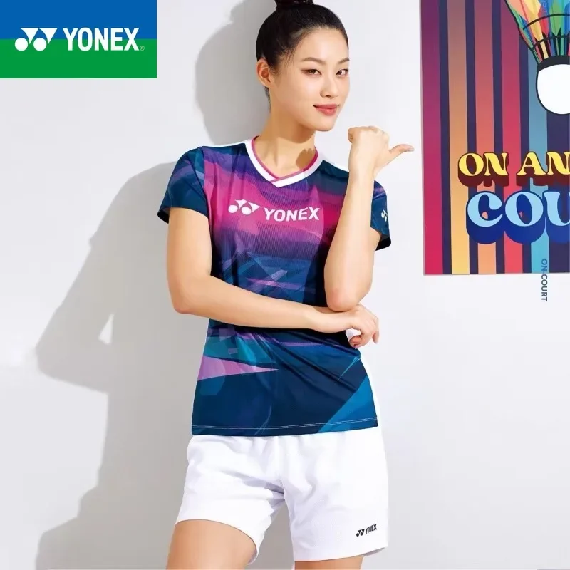 Одежда для бадминтона YONEX одежда соревнований унисекс бега Быстросохнущий топ с